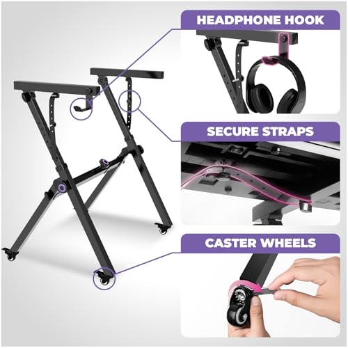 Liquid Stands Foldable Piano Keyboard Stand - 54-88 Key Z Style Adjustable Digital Piano Stand Electric Piano Stand - Portable Heavy Duty Music Stand for Kids, Adults - Sturdy Musical Keyboard Stand (Foldable Z-Style & Bench) - size: Foldable Z-Style With