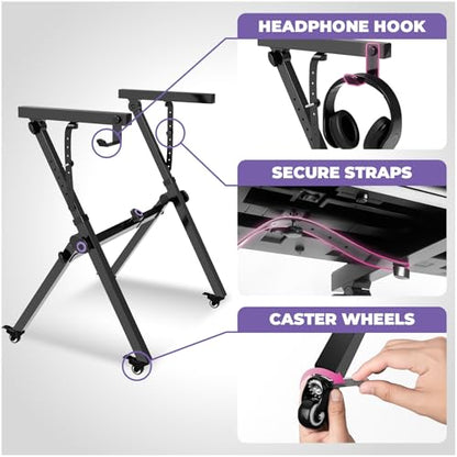 Liquid Stands Foldable Piano Keyboard Stand - 54-88 Key Z Style Adjustable Digital Piano Stand Electric Piano Stand - Portable Heavy Duty Music Stand for Kids, Adults - Sturdy Musical Keyboard Stand (Foldable Z-Style & Bench) - size: Foldable Z-Style With