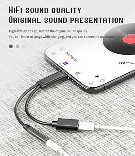 for iPhone AUX Adapter for Headphone Jack Dongle(2in1) MFI Certified Lightning to 3.5mm Splitter Cable Charger Cord Audio Adaptador para Earbud Music Charging Converter for 14 13 12 11Pro Max