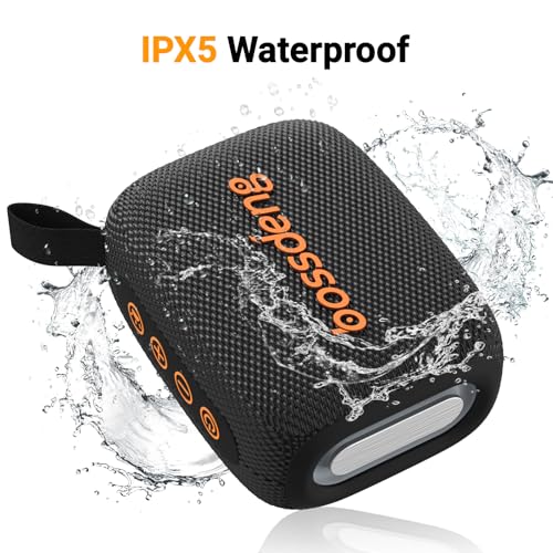 Waterproof Portable Bluetooth Speaker with Lights & Lanyard, Black | Compact Wireless Outdoor Speaker, 10H Playtime, Bluetooth 5.3 Stable Connection IPX5 for Beach, Camping, Travel and Shower - color: Black