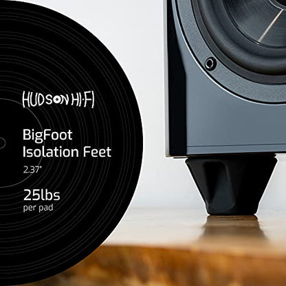 Speaker Isolation Feet – 8-Pack 1.5" Bigfoot Rubber Pads by Hudson Hi-Fi – Non-Adhesive, Anti-Vibration Feet for Turntables, Subwoofers, Amplifiers – 50 Duro, Non-Skid Audio Bumpers