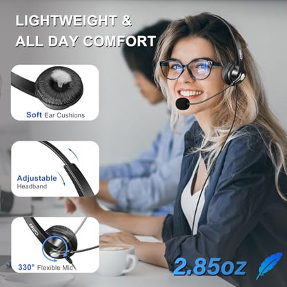 Callez Wired Computer Headset for PC Laptop Mac iPhone Samsung Zoom Teams | 3.5mm/USB-C Headset with Mic Noise Cancelling, Cell Phone Headphone for Work Call Center Home Office, in-line Controls - color: Gray