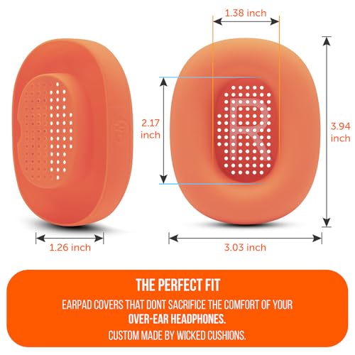 WC SweatZ Max - Patented Silicone Sweat Covers for AirPods Max 1 | Made by Wicked Cushions | (Does Not Fit AirPods Max 2). Sweatproof, Full Earpad Protection | Orange - color: Orange