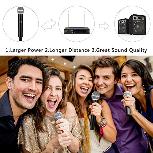 MicrocKing Wireless Microphone System Dynamic Handheld Microphones,150 Ft Operating Range,16 Hours Continuous Use,Ideal for Karaoke, Party, DJ, Church, Wedding, Indoor/Outdoor Activities - style: 2 Handheld mics