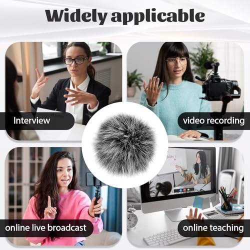 Mini Wireless Furry Windscreen Covers, 5 Pcs Furry Windscreen Muff Lavalier Microphone Wind Screen Muffs Pop Filter Noise Reduction for Wind and Ambient Noise Improve Mic Audio Quality (Grey)