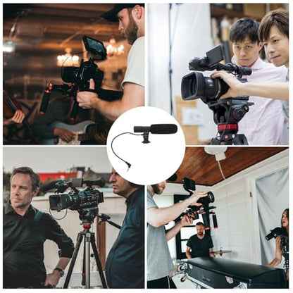 Homoyoyo Professional Camera Microphone with Stereo Plug for DSLR and Smartphone High-Sensitivity Interview Mic for Photography Vlogging and Digital Video Recording