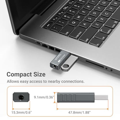 USB to 3.5mm Audio Adapter, Hi-Res 384KHz/32-bit USB A DAC Dongle, UAC 2.0 External Sound Card for PC Laptop MacBook, Windows 11/10, macOS, Linux