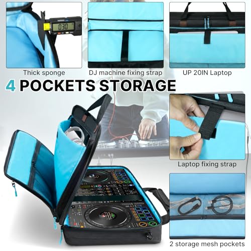 ORKELS DJ Controller Bag, Portable Padded DJ Travel Case with Storage Pocket, Compatible with Pioneer DDJ-REV1 SR SR2 OMNIS DUO & Numark Mixtrack Platinum FX - size: M-23.2''L x 4.1''D x 14.8''W