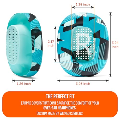 WC SweatZ Max - Patented Silicone Sweat Covers for AirPods Max 1 | Made by Wicked Cushions | (Does Not Fit AirPods Max 2). Sweatproof, Full Earpad Protection | Cyan Prism - color: Cyan Prism