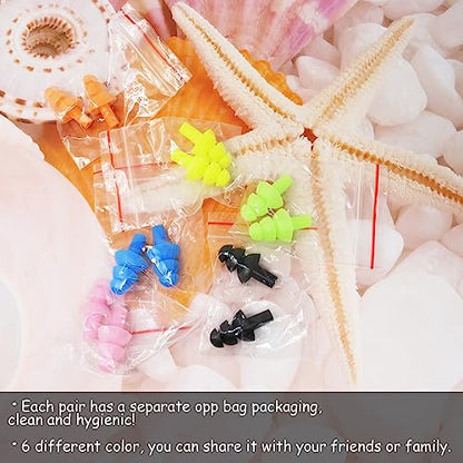Honbay 6Pairs Reusable Silicone Swimming Earplugs Soft and Flexible Ear Plugs for Swimming, Learning, Hearing Protection, Concerts, Airplanes, Shooting, etc