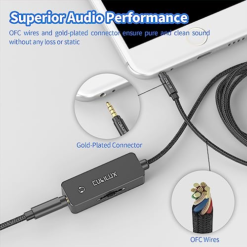 3.5mm TRRS Volume Attenuator Cable, 1/8-inch Headphone Extension Cord with Audio Volume Control, in-Line Volume Controller for Earphones, Speaker, 4 Feet