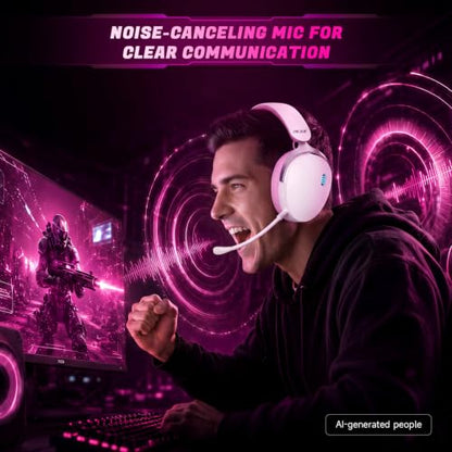 Acer Gaming Headset with Aluminum Frame for PS5, PS4, PC, Switch -PinkWhite | Tri-Mode(2.4GHz/Bluetooth/Wired) Gaming Headphones with ENC Mic, Stereo Sound, 40H Battery, Blue Light Indicator, 50mm Driver - color: PinkWhite