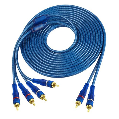 MEIRIYFA RCA Car Audio Cable Y Splitter Adapter Cord 2 Channel to 4 Channel RCA Car Audio Interconnect Cable 2 Male to 4 Male Twisted Pair Cable OFC Full Shielded with Noise Reduction (5M) - size: 5 meters