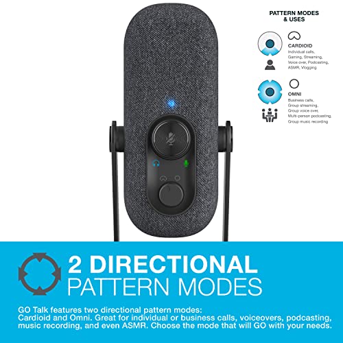 JLab, Go Talk, USB-C Microphone, Cardioid Omnidirectional, Plug and Play, Black - color: Black