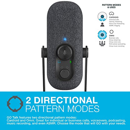 JLab, Go Talk, USB-C Microphone, Cardioid Omnidirectional, Plug and Play, Black - color: Black