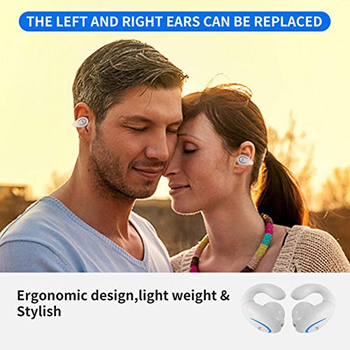 Bluetooth Headset, Sunffice Single Ear BT5.0 Ultralight Wireless Headphone Cell Phone Earpiece Ear Clip with Mic, Noise Canceling Handsfree Driving Earbud for iPhone, Android,Samsung Smartphone(White) - color: White