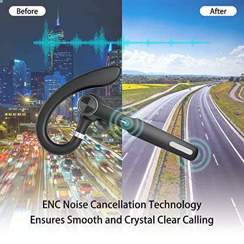 Bluetooth Earpiece with MIC, Trucker Headset 50Hrs with Charging Case, in-Ear Headphones Wireless Earphones for Business,Office and Driving