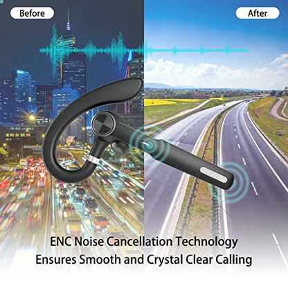 Bluetooth Earpiece with MIC, Trucker Headset 50Hrs with Charging Case, in-Ear Headphones Wireless Earphones for Business,Office and Driving