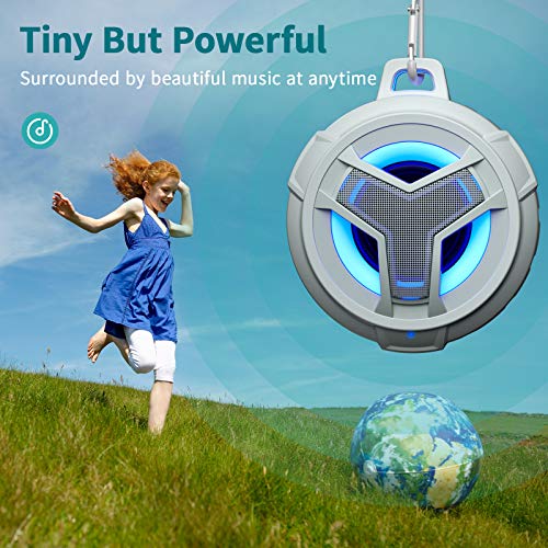 EBODA Waterproof Speaker Bluetooth Shower Portable Birthday Boys Girl Gifts | IPX7 Floating Mini Small Speakers with Loud HD Sound, True Wireless Stereo with LED Light, 24H Play for Bath, Men, Women-Gray - color: Gray