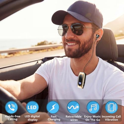 Wireless Headset Wireless Headphones Handsfree Call Wireless Earpiece Noise Cancellation Earbud Earphones Mic Compatible with Cell Phones Car Driver Trucker Business Office (Gold‌) - color: Gold‌