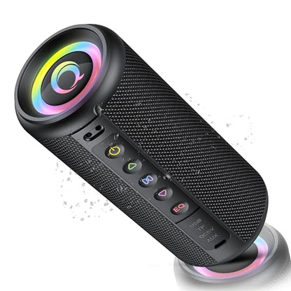 Portable Bluetooth Speaker, 2026 Bluetooth 5.4 Wireless Speaker with 20W HD Loud Stereo Sound, TWS Pairing, 20H playtime, RGB Lights, IP7, Built-in Mic, for Outdoor, Home, Beach, Party, Gift, Black - color: Dark Black