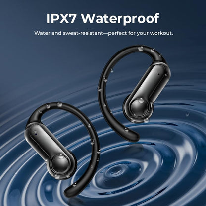 Open Ear Earbuds Bluetooth 6.0 Headphones 60hrs Playtime Wireless Earbuds with Touchscreen Charging Case Hi-Fi Stereo Over Ear Headphones Noise Cancelling 5EQ IPX7 Waterproof for Running/Workout/Gym