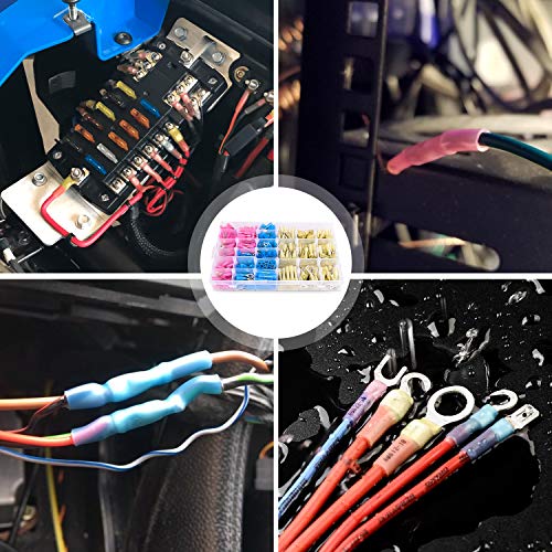 Nilight 540 PCS Heat Shrink Wire Connectors Waterproof Automotive Marine Electrical Terminals Kit Ring Fork Hook Spade Butt Splices - color: 540Pcs Mixed Heat Shrink Terminals