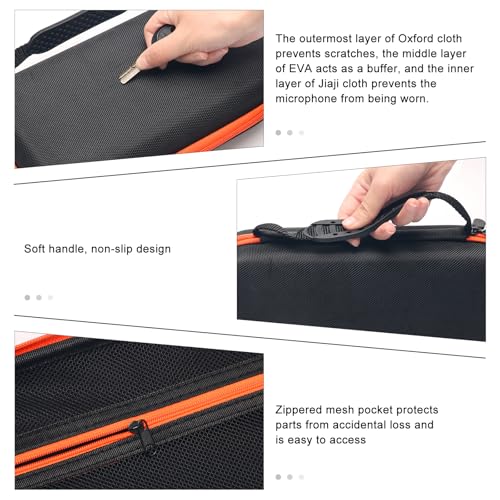 Wireless Microphone Case Compatible with JBL Wireless 2 Microphone, Wireless Mic Case with 2 Zippers Handheld Dual Mic Travel Bag Made of EVA Black Portable Mic Storage Bag for Singing