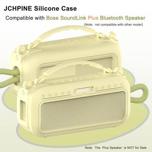 JCHPINE Silicone Cover Case for Bose SoundLink Plus Portable Speaker | Protective Soft Silicone Case with Carrying Handle and Shoulder Strap (Citrus Yellow) - color: Citrus Yellow Case