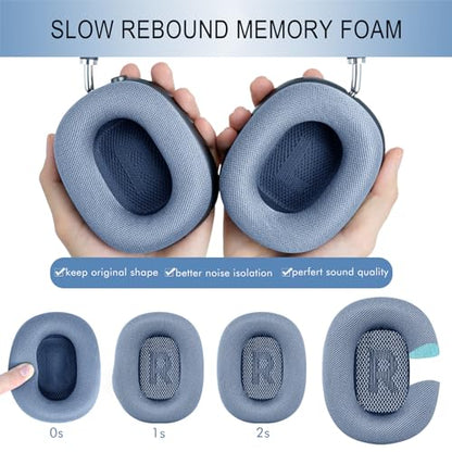 GEVO Upgraded Ear Cushions Replacement Earpads for AirPods Max 1 & 2 Headphones, Mesh Fabric Ear Pads Ear Covers Cups with Memory Foam and Magnet for AirPods Max 1 & 2 (Sky Blue) - color: Sky Blue