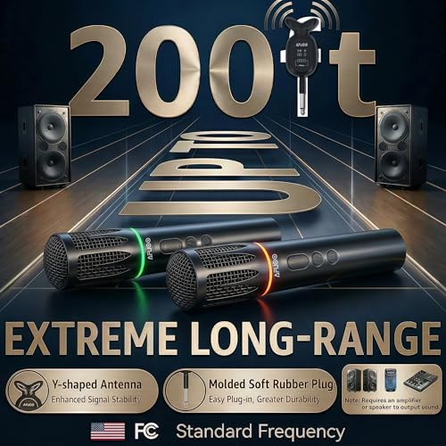 W68 Dual Handheld Wireless Microphone for Karaoke, Church, Party