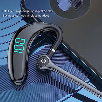 Yunseity Single Ear Bluetooth Headset, V18 Noise Cancelling Earpiece Bluetooth 5.3, Hands 65 Hours Talk Time Sports Headset with Mic, LED Power Display, Earhook 180°