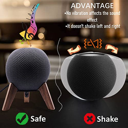 Real Wood Stand for Homepod mini(2020 Released), Wooden Holder Tripod with Metal Frame,Safe Stable Mount with Anti-Slip Silicone pad Protects Home pod mini Speaker Well (Color:Walnut) | Wooden Holder Tripod with Metal Frame,Safe Stable Mount with Anti-Sli