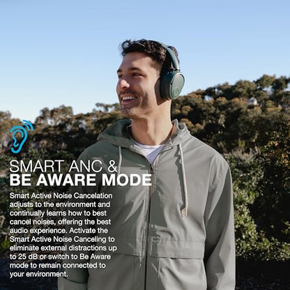 JLab JBuds Lux ANC Over Ear Headphones Bundle with JBuds Mini True Wireless Earbuds, Active Noise Cancelling, Bluetooth multipoint, Sage
