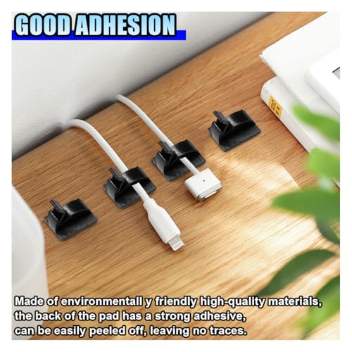 50PCS Adjustable Cable Clips Self Adhesive Cord Organizer - Sticky Wire Clamp Management Cord Holder for Car Dash Cam Home Office Desk Wall Tables