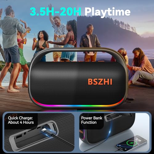 80W(120W Peak) Bluetooth Speaker Loud, Portable IPX6 Waterproof Bluetooth Speakers Wireless TWS for Outdoor, Party, Travel, and Beach Camping with Light, BT5.0, USB/TF Card, AUX