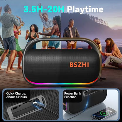 80W(120W Peak) Bluetooth Speaker Loud, Portable IPX6 Waterproof Bluetooth Speakers Wireless TWS for Outdoor, Party, Travel, and Beach Camping with Light, BT5.0, USB/TF Card, AUX