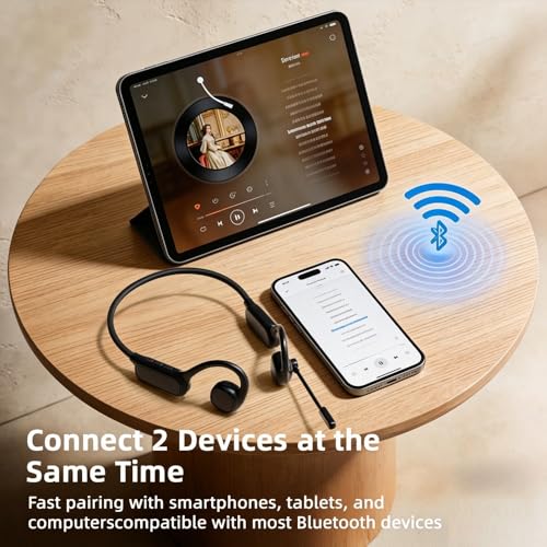 AYI Air Conduction Open Ear Headphones with 270° Rotating External Microphone Bluetooth Headset Smart ENC Call Noise Canceling Dual Device Pairing Ergonomic Fit for Office Driving Sports-Black - color: Over ear Headphone external Mic W3 Black