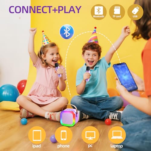 Kinglucky Mini Karaoke Machine for Kids, Top Birthday Gift Pick for Girls Ages 3-12 Years Old, Kids' Personal Video Players Accessories with 2 Mics Singing Present Toy Purple - color: Purple
