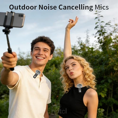 NPTCL Wireless Lavalier Microphone for iPhone iPad Android, Mini USB C Mic | 24H Charging Case, Digital Charge Display, Noise Reduction for Content Creator Video Recording Vlog Podcast YouTube TikTok