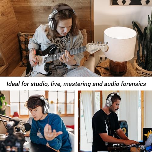 OneOdio A70 Bluetooth Over-Ear Headphones, Hi-Res Wired DJ Studio - Silver | Wireless over-ear headphones with 72H playtime, 3.5mm/6.35mm wired jacks for studio monitoring, mixing, guitar, amp and PC - color: Silver