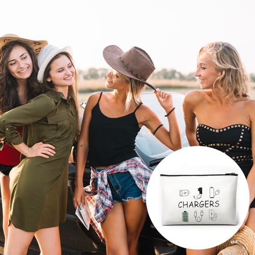Charger Makeup Bag Charging Cable Organizer Bag Chargers Makeup Bags Zipper Pouch Cosmetic Bags Funny Toiletry Organizer Pouch Travel Gifts for Women Traveler Charging Cord Themed Accessories