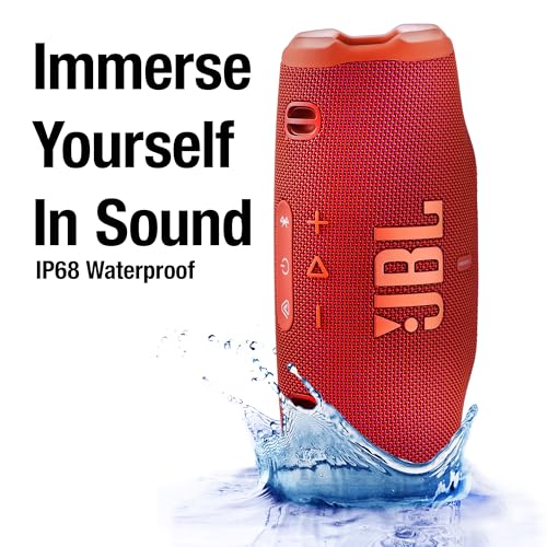JBL Charge 6 Portable Bluetooth Speaker (Red) | IP68 Waterproof, DustProof, and DropProof, Outdoor Wireless Audio |28Hrs Playtime + Travel Case Bundle - color: Red