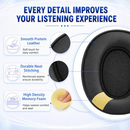 Replacement Ear Pads for Skullcandy Crusher Wireless ANC/Evo/540, Hesh3/ANC/Evo, Venue ANC Over-Ear Headphones, Protein Leather Cushions with Memory Foam, Black - color: Black