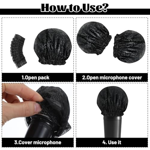 400 Pcs Microphone Cover Disposable Non-Woven Microphone Windscreen Protective Cap Karaoke Mic Cover for KTV Home Karaoke Bar News Interview, Black