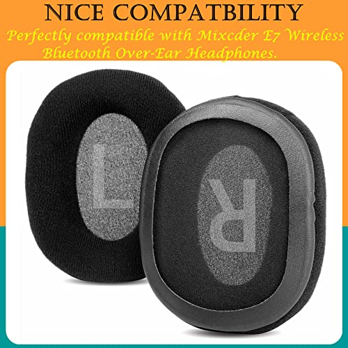 E7 Upgrade Ear Pads Cushions Replacement Compatible with Mixcder E7 Wireless Bluetooth Over-Ear Headphone (Velour Black Earpads)