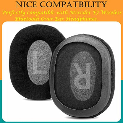 E7 Upgrade Ear Pads Cushions Replacement Compatible with Mixcder E7 Wireless Bluetooth Over-Ear Headphone (Velour Black Earpads)