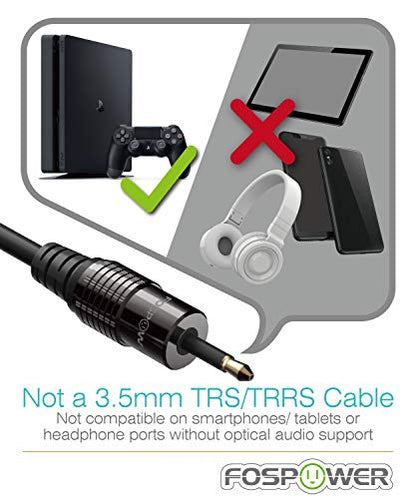 FosPower 24K Gold Plated Toslink to Mini Toslink Cable, 3 FT (2 Pack) | High-fidelity digital S/PDIF optical Toslink to Mini Toslink cable featuring 24K gold-plated connectors & PVC jacket - size: 6 Ft - 2 Pack