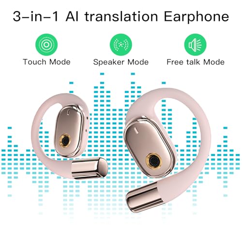 TUINYO AI Al Headphones - True Wireless Translation with 35Hrs Playtime, Premium Sound & Built-in Mic - Ideal for Travel & Language Learning-Pink