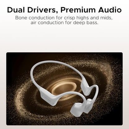 Bone Air Swim Bone Conduction Headphones Open Ear Wireless Waterproof Headphones 64GB IP68 Dual Conduction Headphones 8H Playtime Open Ear Sports Headphones for Cycling Swiming - LGray - color: LGray